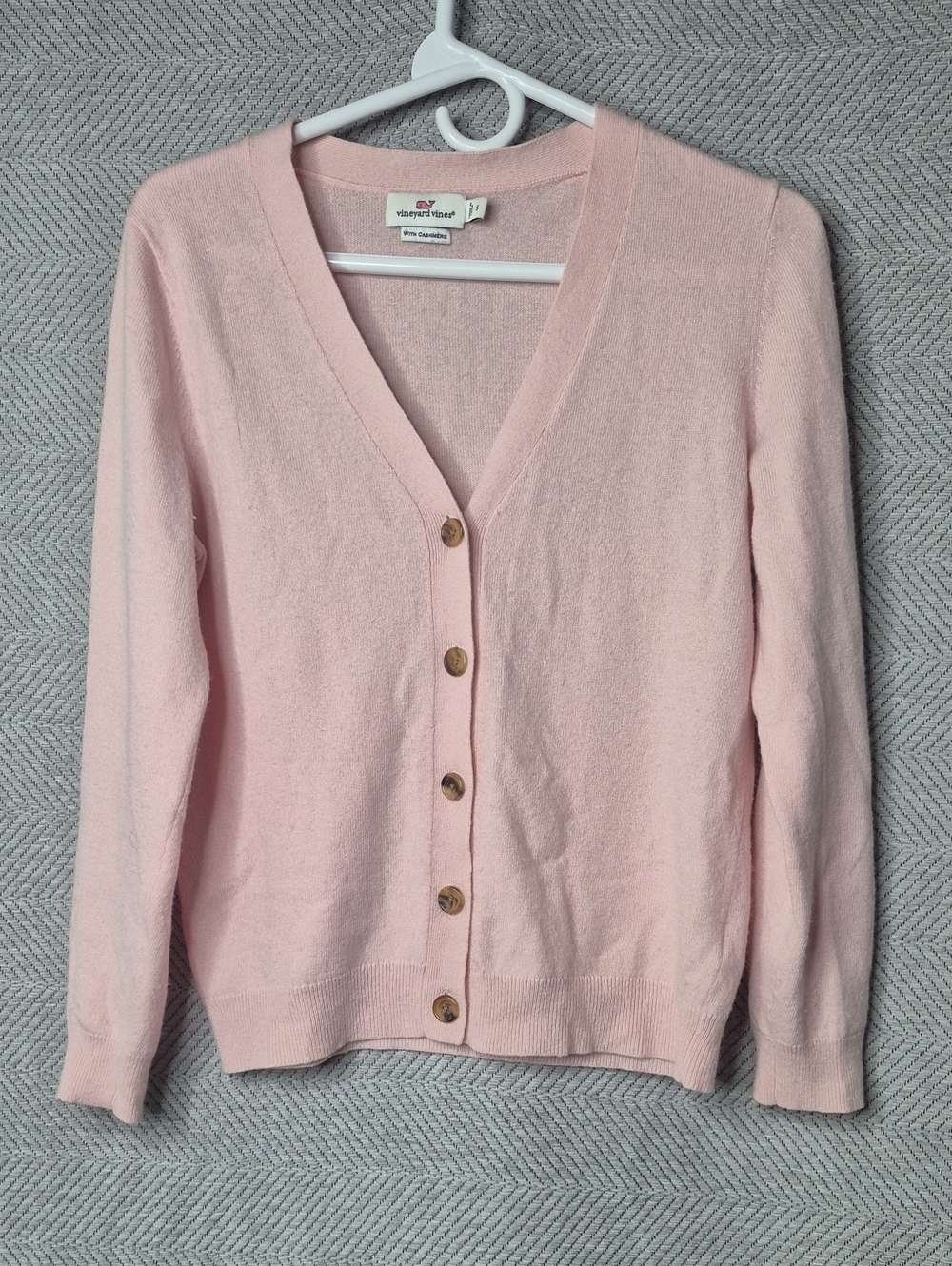 EUC Vineyard Vines Cashmere Lambswool V-Neck Sweater Cardigan Soft Pink Women S